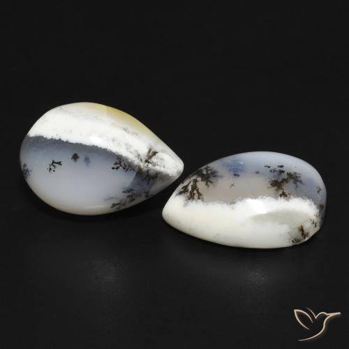 Shop natural 7.95ct 白と黒 樹状瑪瑙 gems, 洋梨の形, from インド at GemSelect. In stock, global shipping!