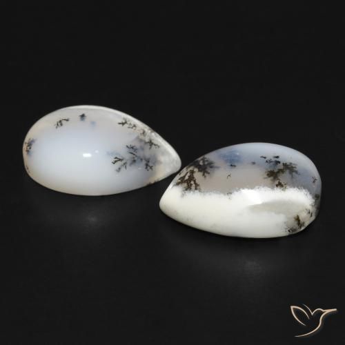 Shop natural 7.95ct 白と黒 樹状瑪瑙 gems, 洋梨の形, from インド at GemSelect. In stock, global shipping!