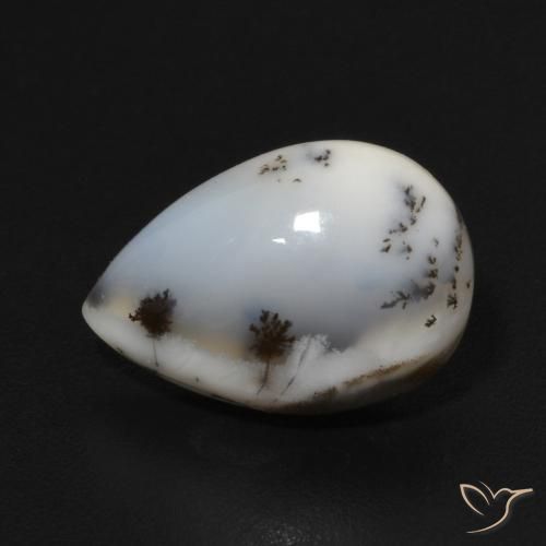 3.72ct 天然 マルチカラーホワイト 樹状瑪瑙, 洋梨の形, オペーク