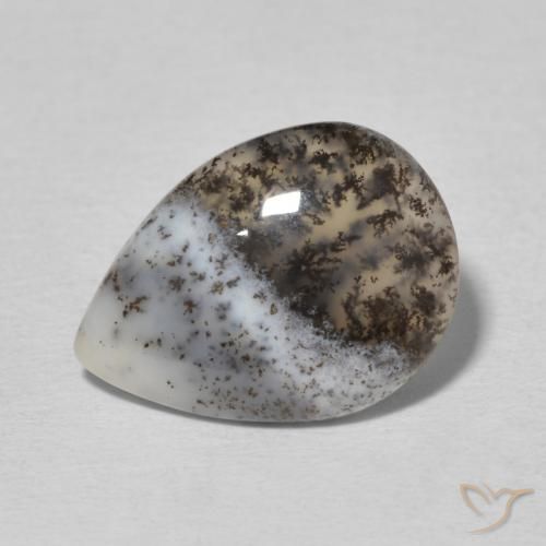 3.32ct 天然 マルチカラーホワイト 樹状瑪瑙, 洋梨の形, オペーク