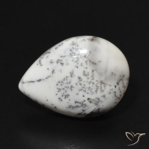 3.81ct 天然 白と黒 樹状瑪瑙, 洋梨の形, オペーク