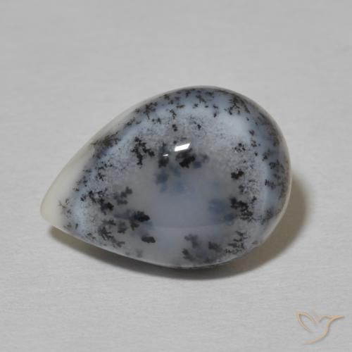 4.51ct 天然 白と黒 樹状瑪瑙, 洋梨の形, オペーク