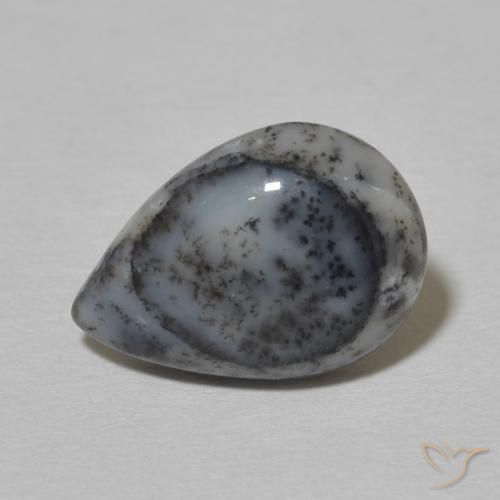 2.90ct 天然 白と黒 樹状瑪瑙, 洋梨の形, オペーク