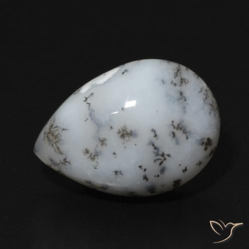 5.47ct 天然 白と黒 樹状瑪瑙, 洋梨の形, オペーク