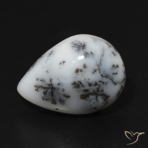 4.97ct 天然 白と黒 樹状瑪瑙, 洋梨の形, オペーク