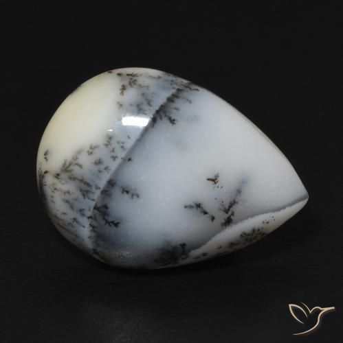 7.64ct 天然 白と黒 樹状瑪瑙, 洋梨の形, オペーク