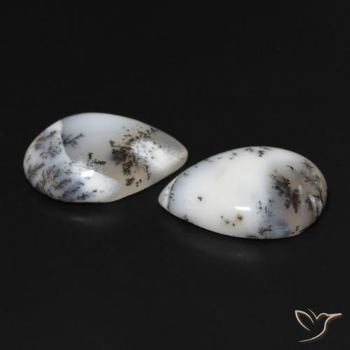 Shop natural 15.33ct 白と黒 樹状瑪瑙 gems, 洋梨の形, from インド at GemSelect. In stock, global shipping!