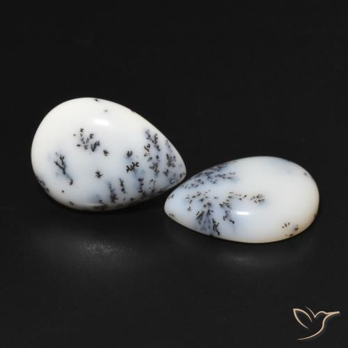 Shop natural 6.44ct 白と黒 樹状瑪瑙 gems, 洋梨の形, from インド at GemSelect. In stock, global shipping!