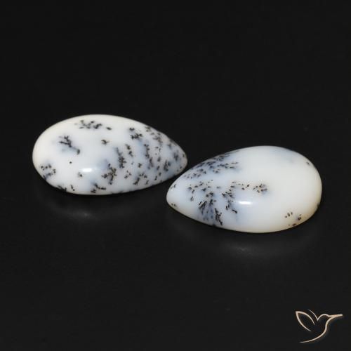 Shop natural 6.44ct 白と黒 樹状瑪瑙 gems, 洋梨の形, from インド at GemSelect. In stock, global shipping!