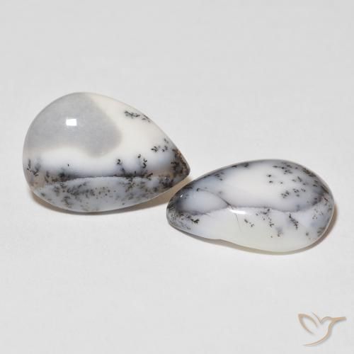 Shop natural 16.40ct 白と黒 樹状瑪瑙 gems, 洋梨の形, from インド at GemSelect. In stock, global shipping!