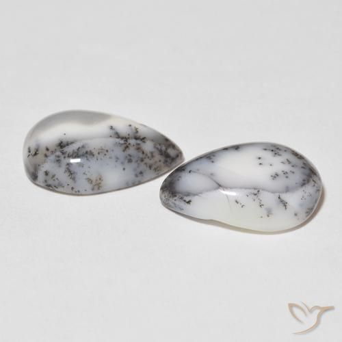 Shop natural 16.40ct 白と黒 樹状瑪瑙 gems, 洋梨の形, from インド at GemSelect. In stock, global shipping!