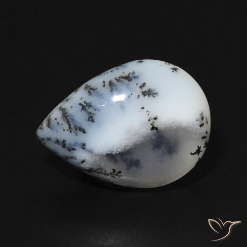 3.60ct 天然 マルチカラーホワイト 樹状瑪瑙, 洋梨の形, オペーク