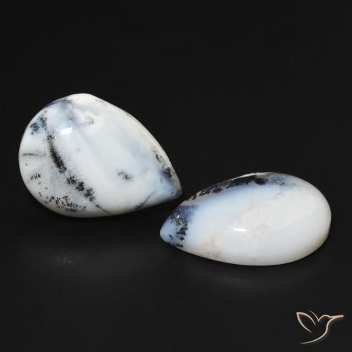 Shop natural 15.54ct マルチカラーホワイト 樹状瑪瑙 gems, 洋梨の形, from インド at GemSelect. In stock, global shipping!