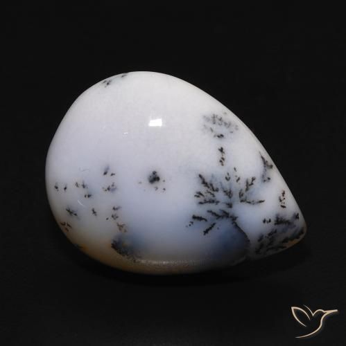 9.77ct 天然 白と黒 樹状瑪瑙, 洋梨の形, オペーク
