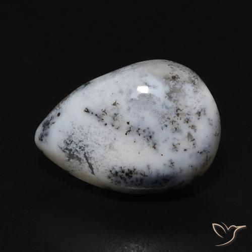 3.56ct 天然 白と黒 樹状瑪瑙, 洋梨の形, オペーク