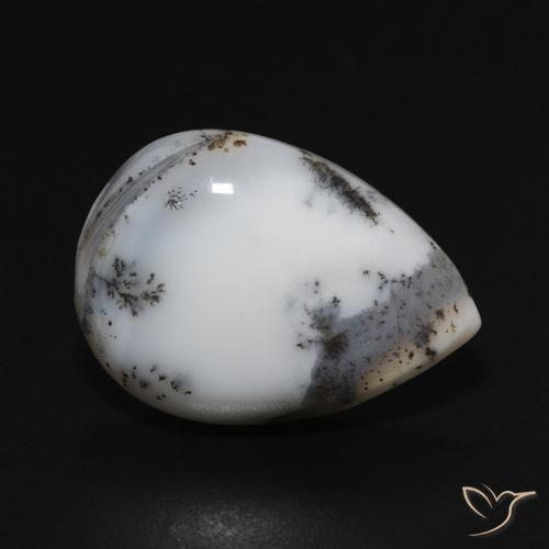 8.28ct 天然 白と黒 樹状瑪瑙, 洋梨の形, オペーク