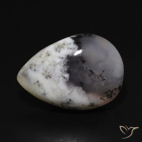 8.59ct 天然 白と黒 樹状瑪瑙, 洋梨の形, オペーク