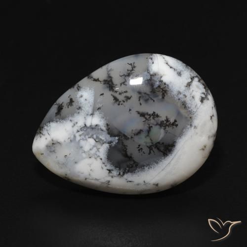 7.52ct 天然 白と黒 樹状瑪瑙, 洋梨の形, オペーク