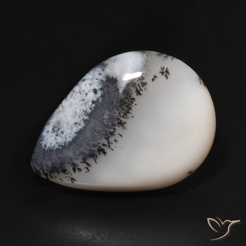10.56ct 天然 白と黒 樹状瑪瑙, 洋梨の形, オペーク