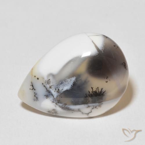 9.48ct 天然 白と黒 樹状瑪瑙, 洋梨の形, オペーク