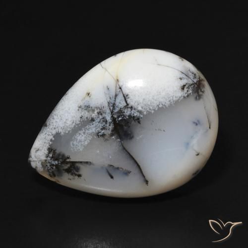 11.47ct 天然 マルチカラーホワイト 樹状瑪瑙, 洋梨の形, オペーク