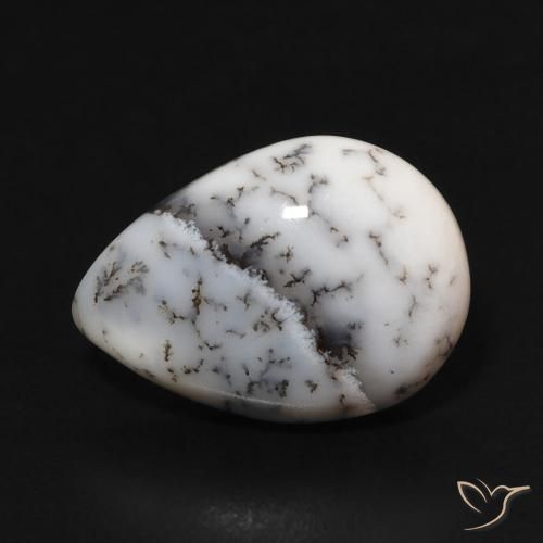 4.00ct 天然 マルチカラーホワイト 樹状瑪瑙, 洋梨の形, オペーク