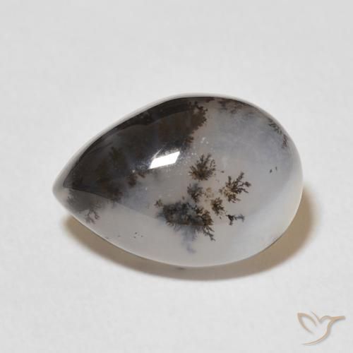 5.02ct 天然 マルチカラーホワイト 樹状瑪瑙, 洋梨の形, オペーク
