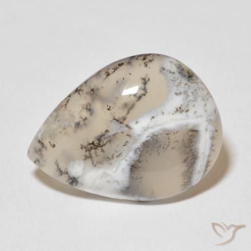 11.27ct 天然 マルチカラーホワイト 樹状瑪瑙, 洋梨の形, オペーク