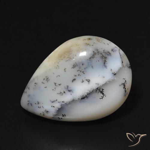 7.67ct 天然 マルチカラーホワイト 樹状瑪瑙, 洋梨の形, オペーク