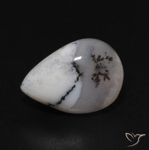 3.35ct 天然 白と黒 樹状瑪瑙, 洋梨の形, オペーク