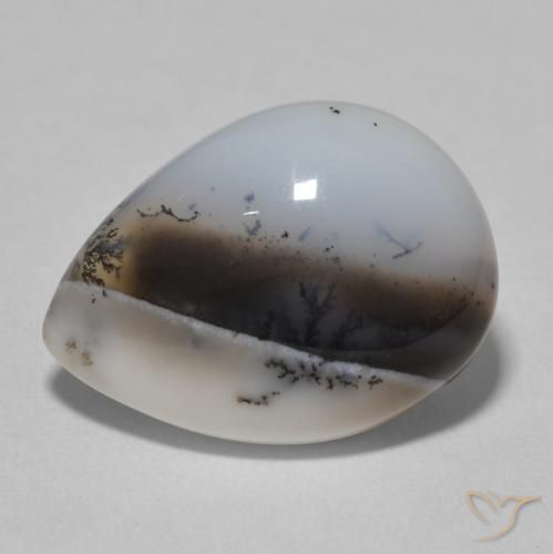 8.72ct 天然 白と黒 樹状瑪瑙, 洋梨の形, オペーク