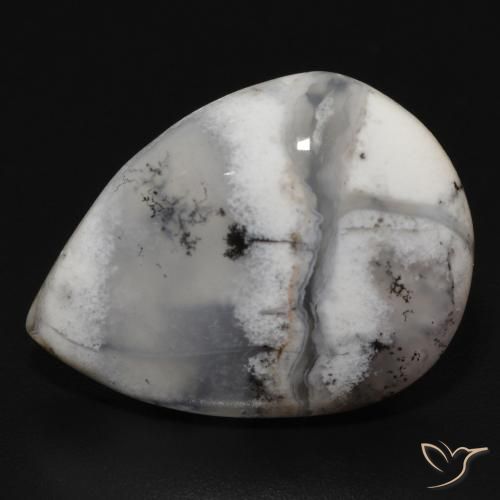 11.50ct 天然 白と黒 樹状瑪瑙, 洋梨の形, オペーク