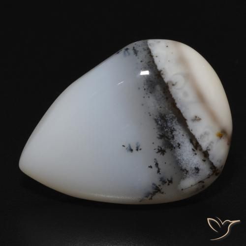 10.76ct 天然 白と黒 樹状瑪瑙, 洋梨の形, オペーク