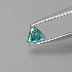 0.14カラットの天然緑がかった青ダイヤモンド（4.3×3.7 mm・トリリアント）