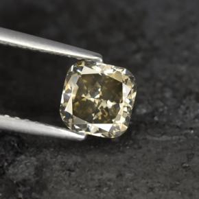 1.21カラットの天然シャンパンダイヤモンド（6×6 mm・クッションカット）