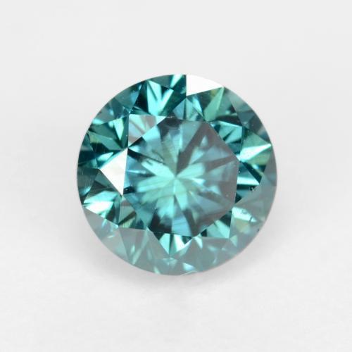 0.37カラットの天然Vivid Greenish Blueダイヤモンド（4.44 mm・ラウンドカット）