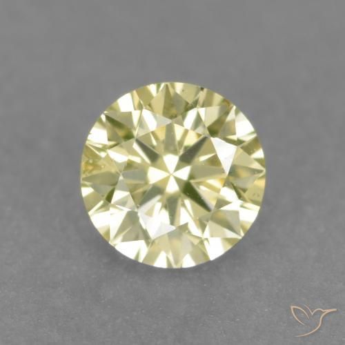 0.17ct 天然 ミディアム薄いイエロー ダイヤモンド, ラウンド, VS