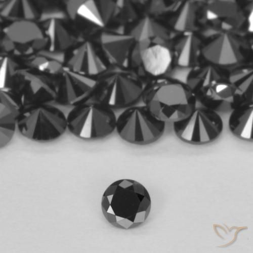 0.04ct 天然 ブラック ダイヤモンド, ラウンド, オペーク
