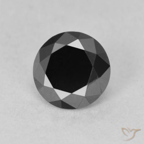 0.78ct 天然 ブラック ダイヤモンド, ラウンド, オペーク