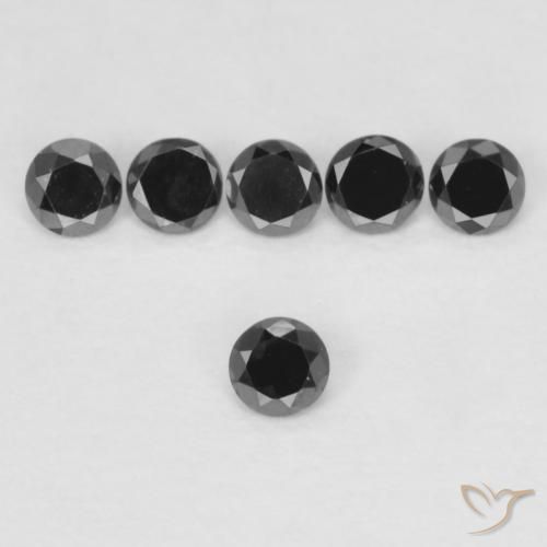 0.05ct 天然 ブラック ダイヤモンド, ラウンド, オペーク