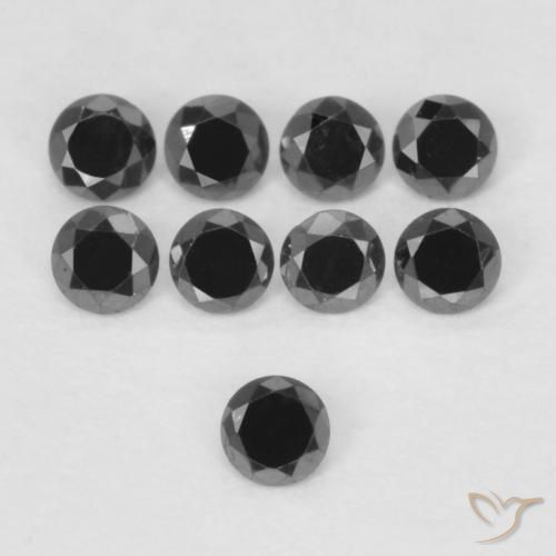 0.03ct 天然 ブラック ダイヤモンド, ラウンド, オペーク