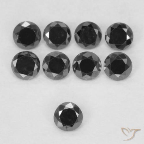 0.02ct 天然 ブラック ダイヤモンド, ラウンド, オペーク
