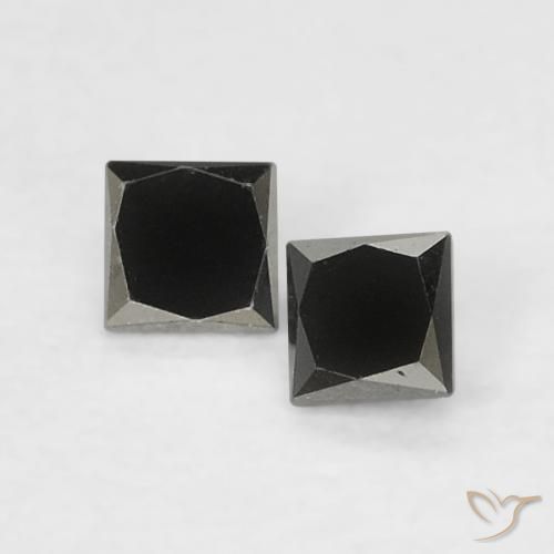 0.14 ct ブラック ダイヤモンド、2.2 x 2.2 mm プリンセス カット、インド産, Photo A