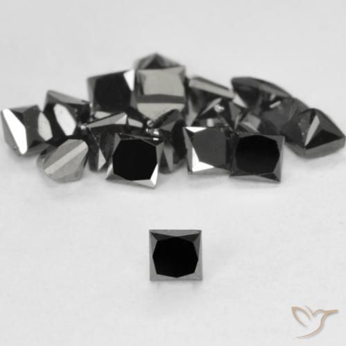0.12ct 天然 ブラック ダイヤモンド, 四角形, オペーク