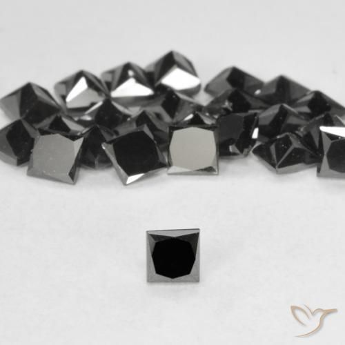 0.13ct 天然 ブラック ダイヤモンド, 四角形, オペーク