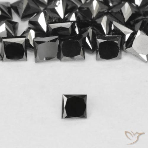0.10ct 天然 ブラック ダイヤモンド, 四角形, オペーク