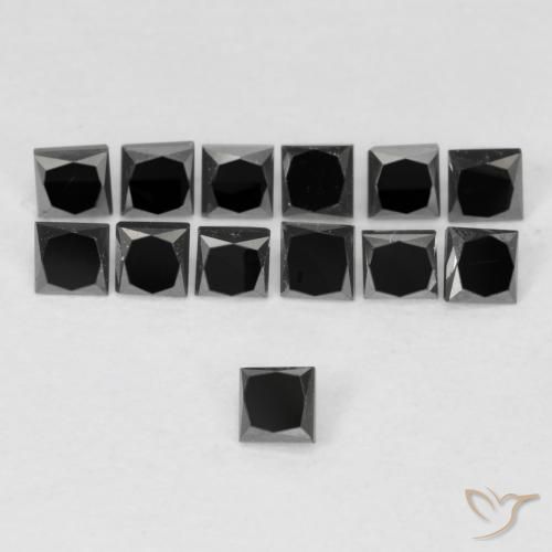 0.11ct 天然 ブラック ダイヤモンド, 四角形, オペーク