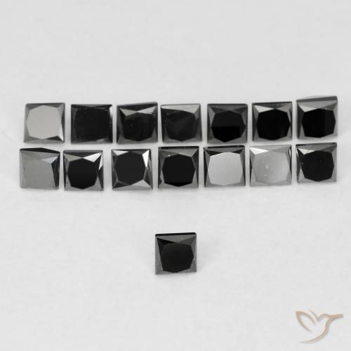 0.09ct 天然 ブラック ダイヤモンド, 四角形, オペーク