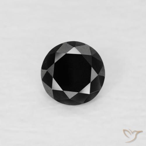 0.07ct 天然 ブラック ダイヤモンド, ラウンド, オペーク