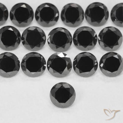 0.14ct 天然 ブラック ダイヤモンド, ラウンド, オペーク